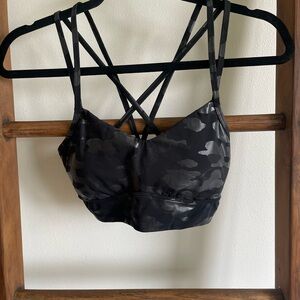All-in-Motion Reflective Shiny Black Camouflage Strappy Sports Bra Size S